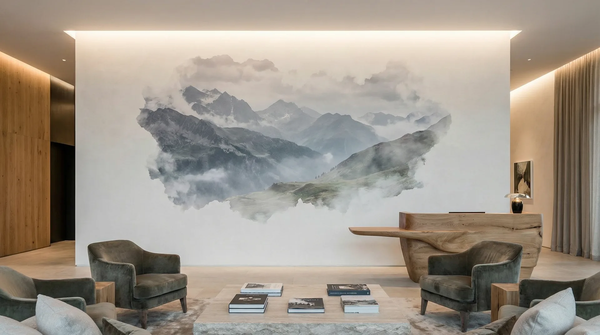 Wanddruck Landschaft Putz — architektonische Wandgestaltung