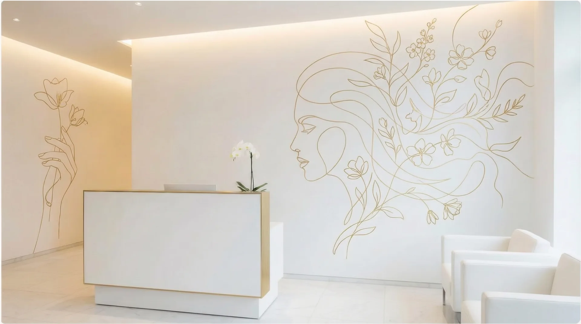 Wanddruck Empfang Beauty — Direktdruck auf Wände