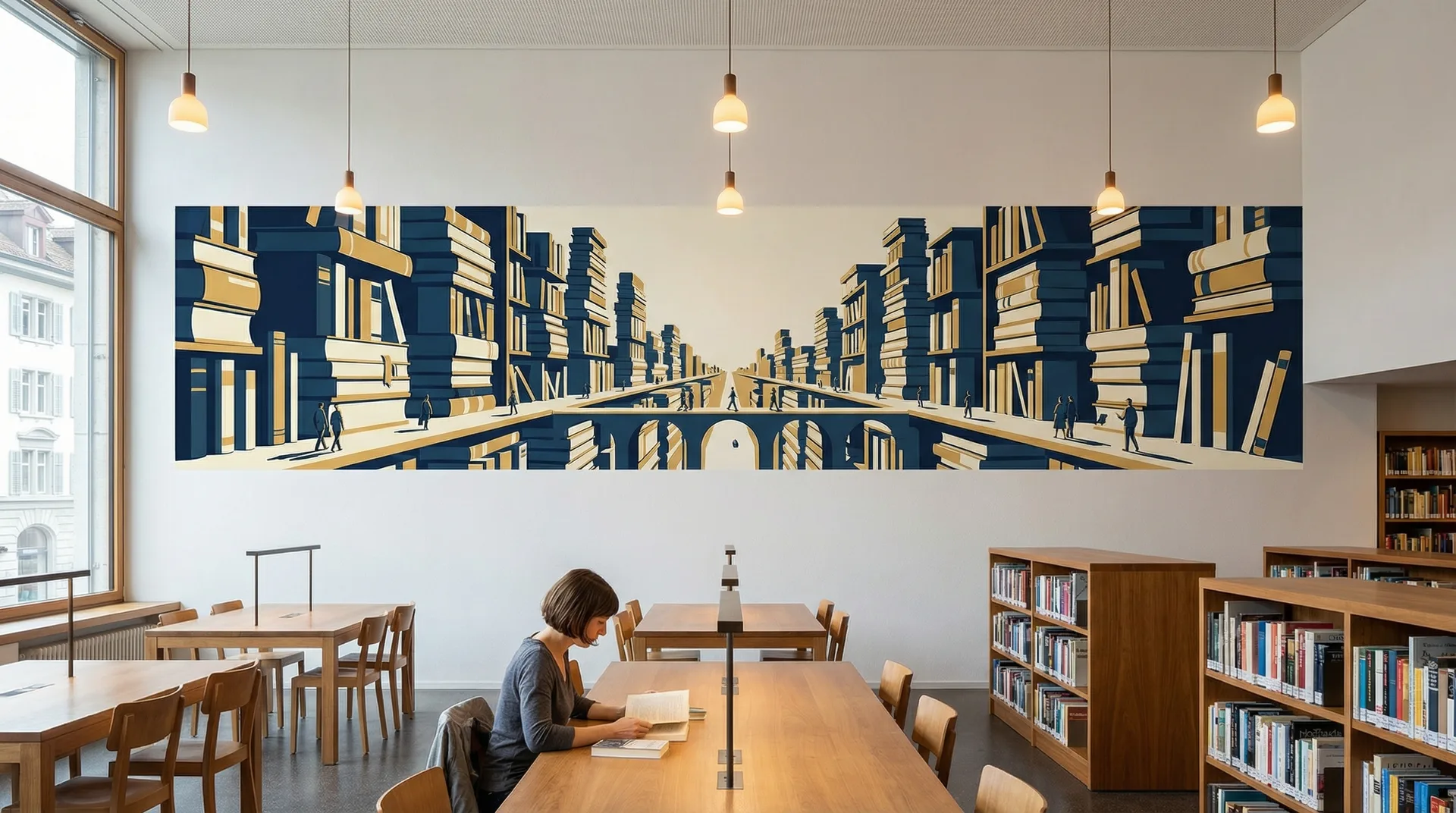 Wandgestaltung Bibliothek Ausstellung — Direktdruck Wissensraum