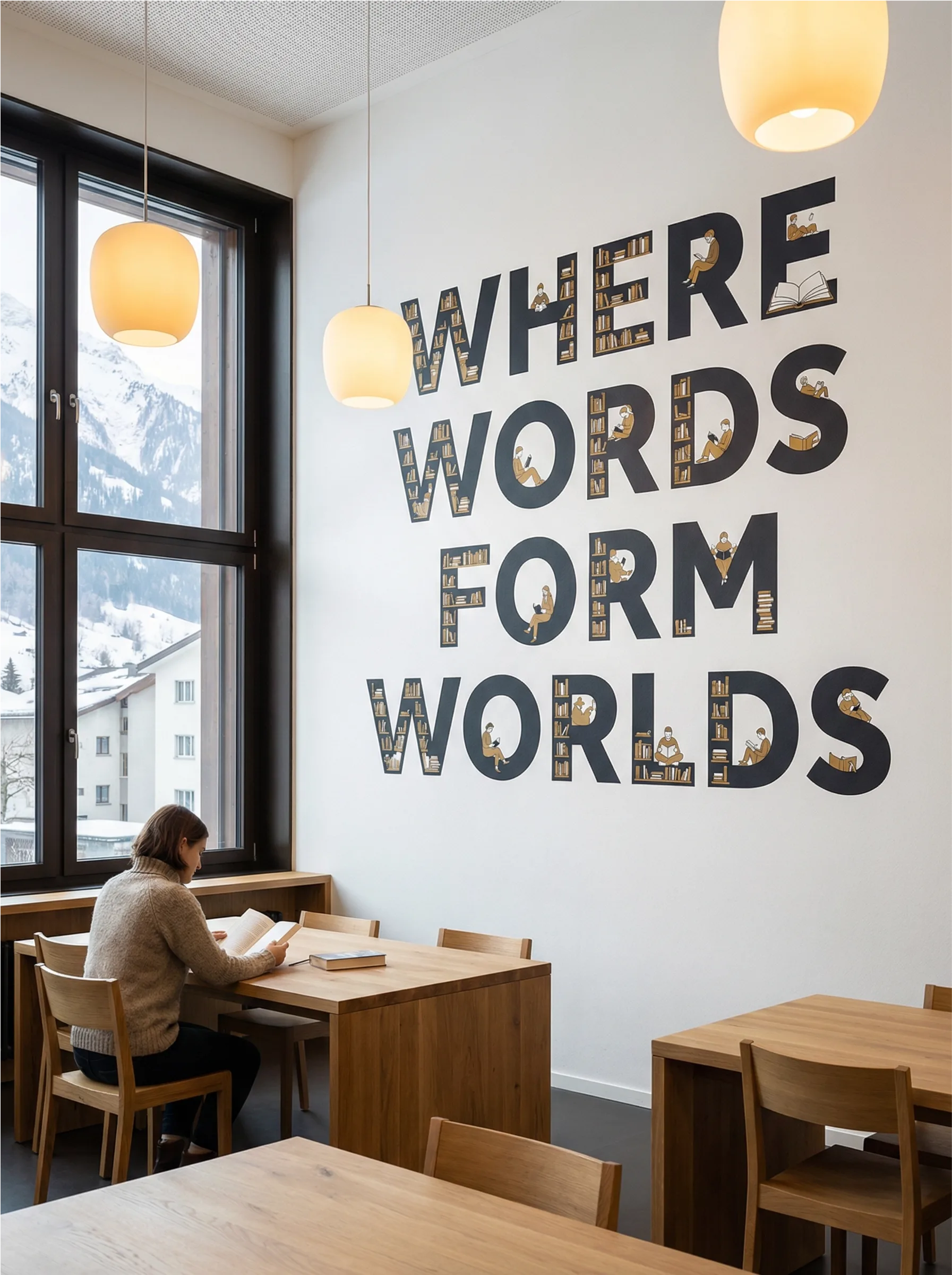 Wandgestaltung Bibliothek — Direktdruck Kulturbau Schweiz