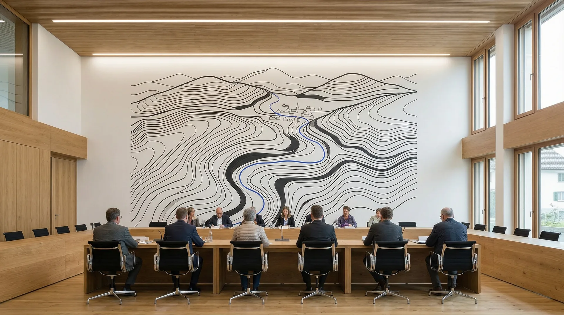 Wandgestaltung Gemeindehaus — Direktdruck öffentliche Gebäude