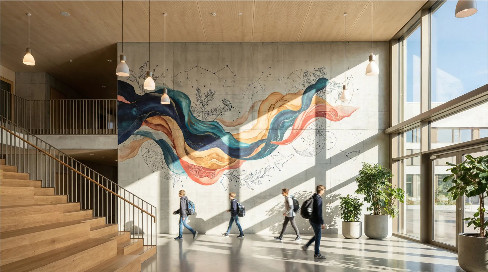 Wanddruck Schule Kunst am Bau — öffentliche Hand Schweiz